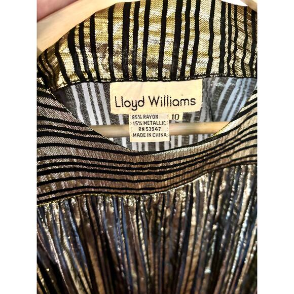 Vintage Gold Lame Stripe Blouse- Size 10, Party, NYE, Holiday - Picture 2 of 7